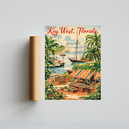 Key West Vintage Travel Poster- Coastal Escape