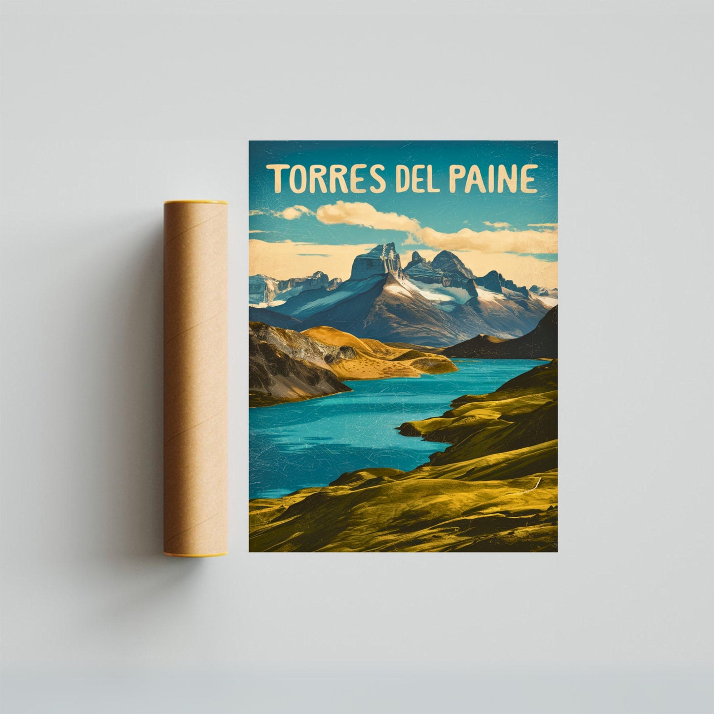 Torres del Paine Vintage Travel Poster - Majestic Patagonia