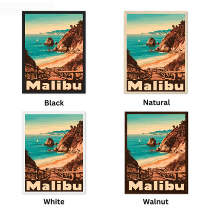 Malibu Vintage Travel Poster - Beachfront Serenity