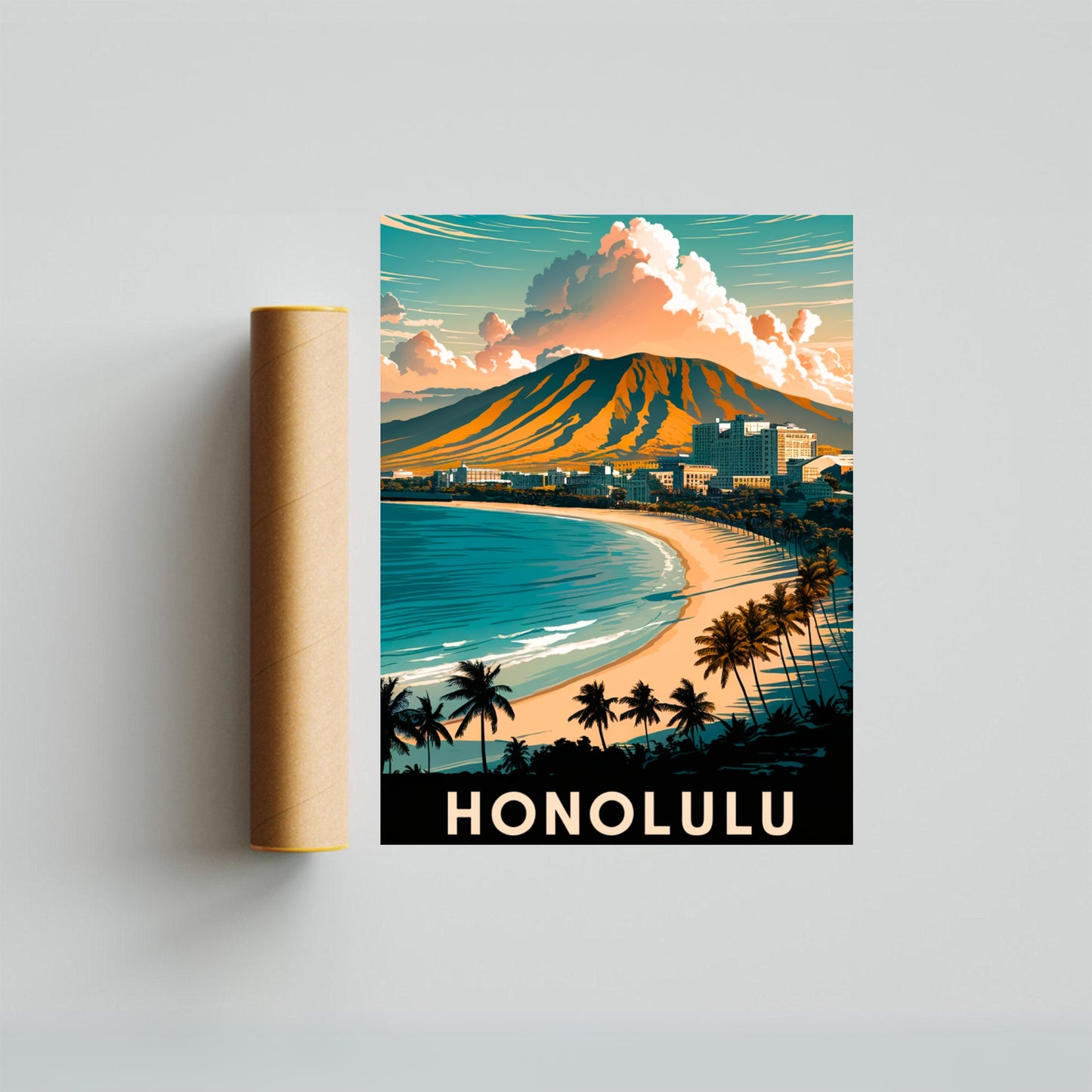 Honolulu Vintage Travel Poster