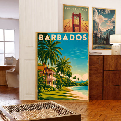 Barbados Vintage Travel Poster - Caribbean Gem