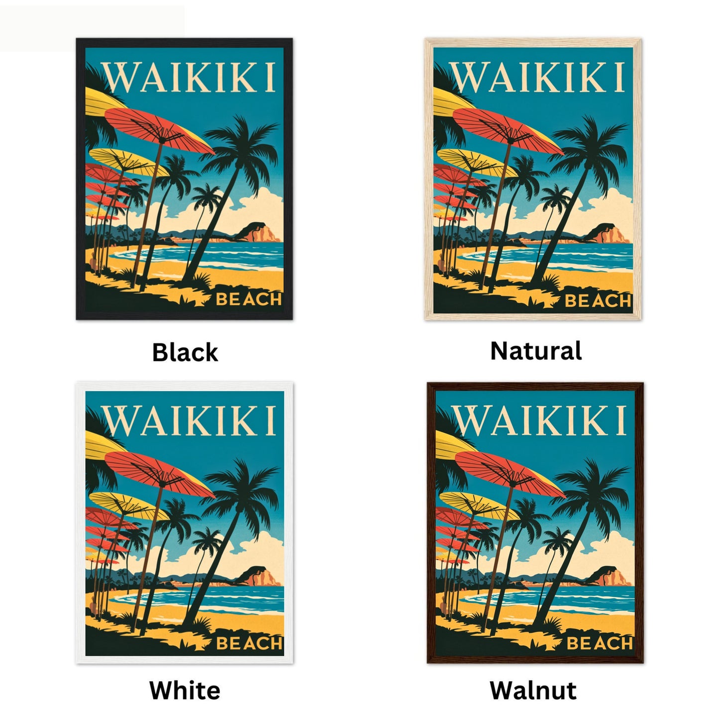 Waikiki Vintage Travel Poster  - Timeless Hawaiian Paradise