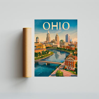 Ohio Vintage Travel Poster