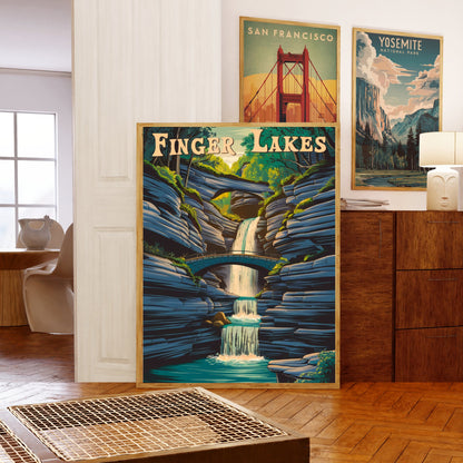 Finger Lakes Vintage Travel Poster