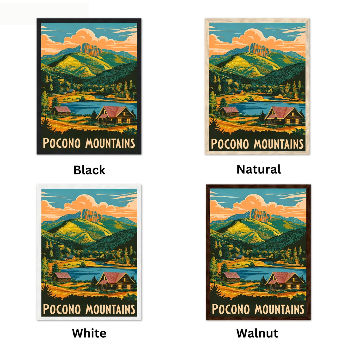 Pocono Mountains Vintage Travel Poster - Scenic Beauty