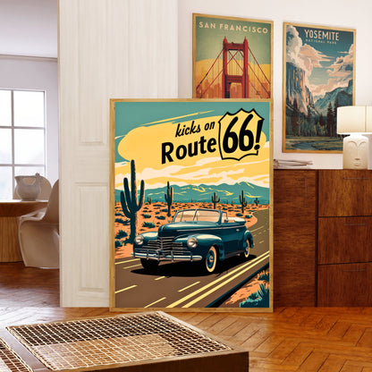 Route 66  Vintage Travel Poster