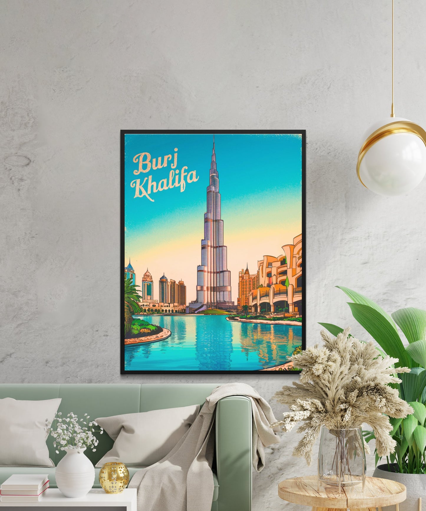 Burj Khalifa Vintage Travel Poster - Futuristic Architecture