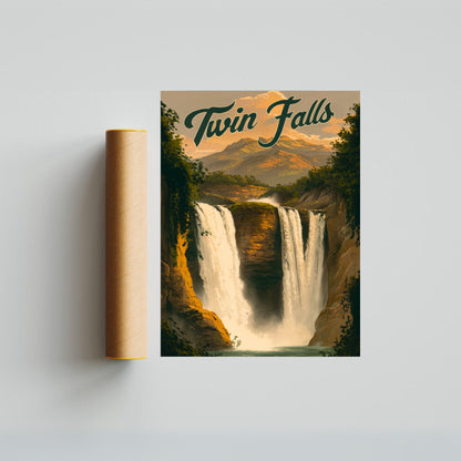 Twin Falls Vintage Travel Poster - Beautiful Views