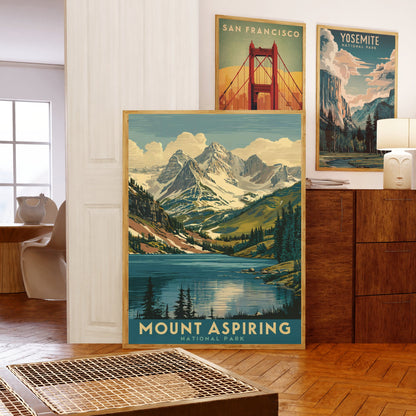 Mount Aspiring Vintage Travel Poster - Timeless New Zealand Splendor