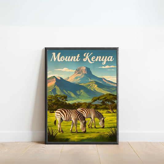 Mount Kenya Vintage Travel Poster - Mountain Splendor