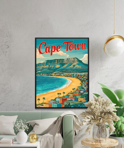 Cape Town Vintage Travel Poster - South Africa Landscape