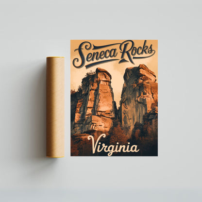 Seneca Rocks Vintage Travel Poster