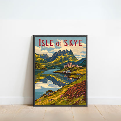 Isle of Skye Vintage Travel Poster - Highlands and Heather