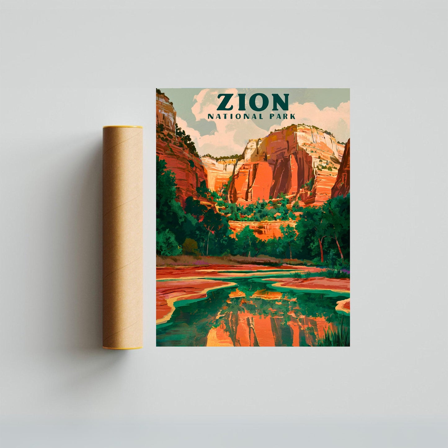 Zion National Park Vintage Travel Poster - Red Rock Majesty