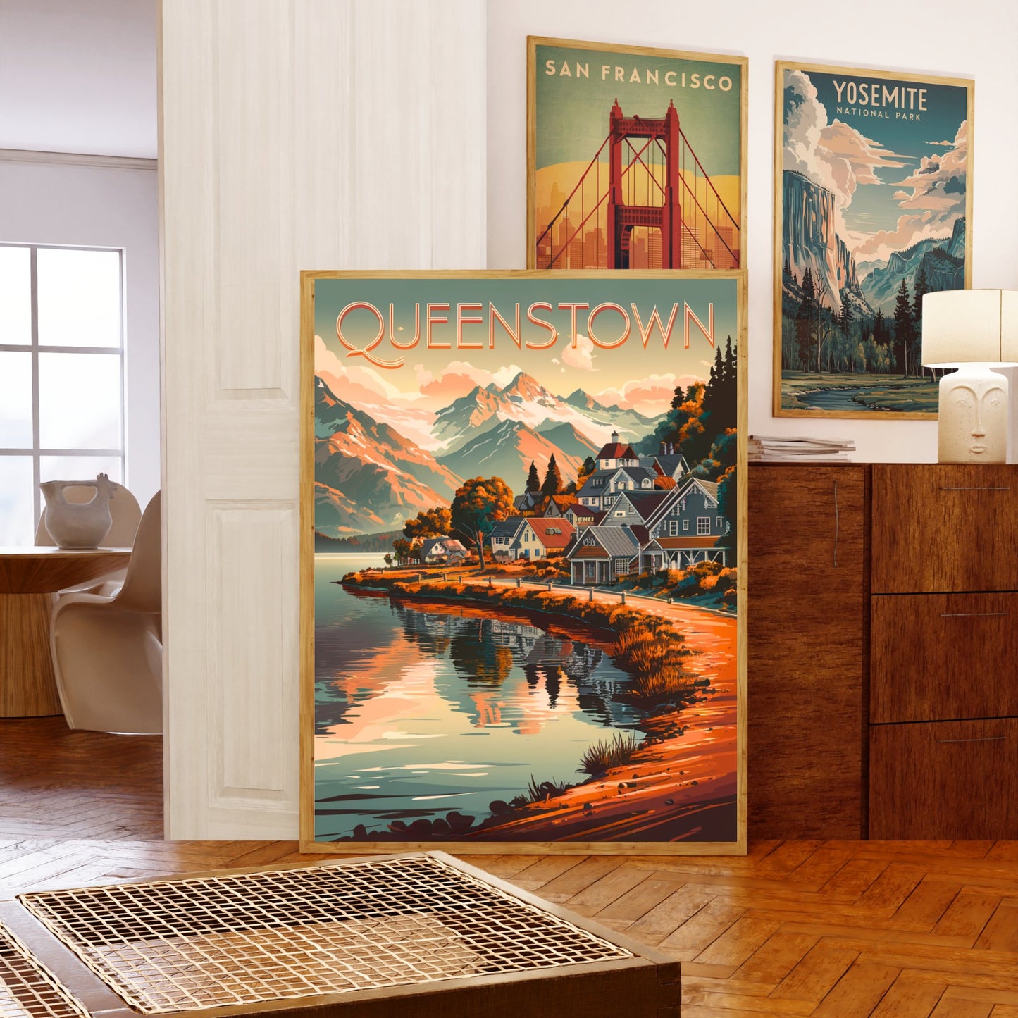 Queenstown Vintage Travel Poster - Lakefront Beauty