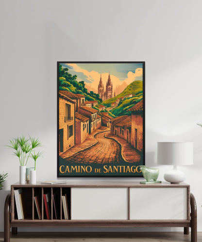 Camino de Santiago Vintage Travel Poster