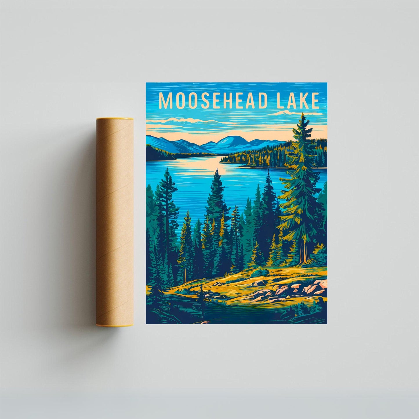 Moosehead Lake Vintage Travel Poster - Majestic Moose