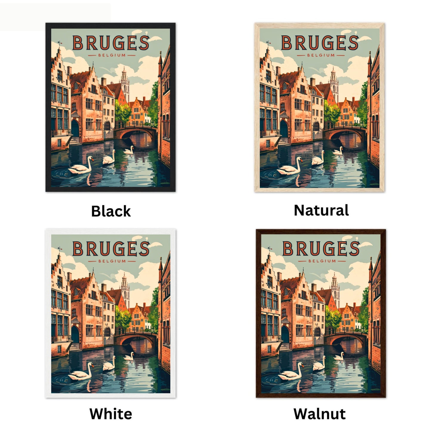 Bruges Vintage Travel Poster  - Timeless Medieval Charm