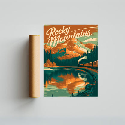 Rocky Mountains Vintage Travel Poster