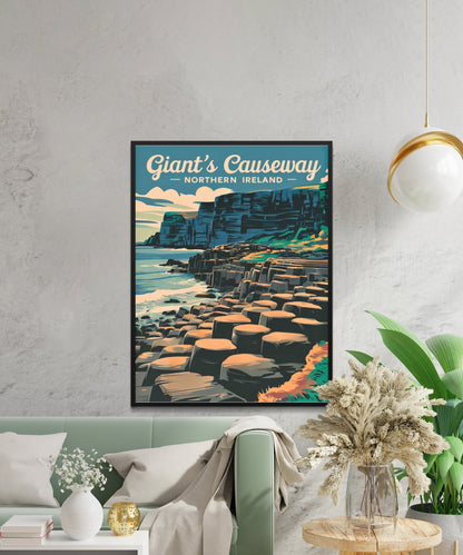 Giant's Causeway Vintage Travel Poster - Mystical Coastal Beauty