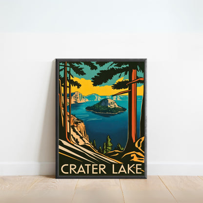 Crater Lake  Vintage Travel Poster