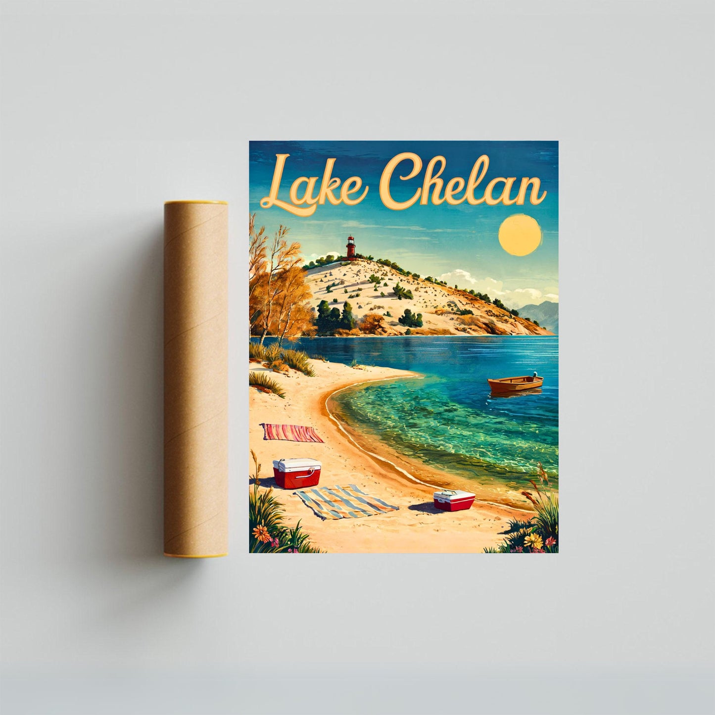 Lake Chelan Vintage Travel Poster