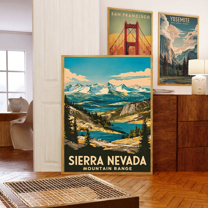 Sierra Nevada Vintage Travel Poster - Mountain Range