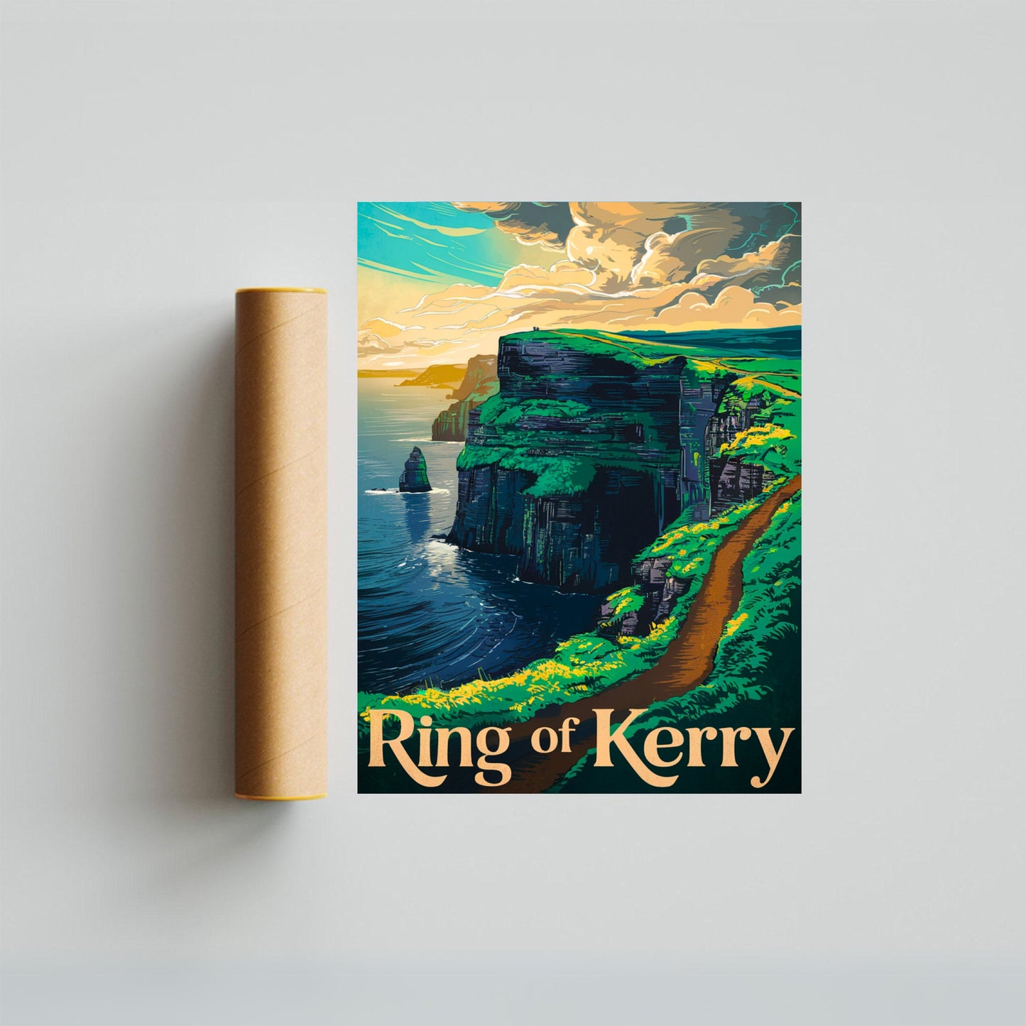 Ring of Kerry Vintage Travel Poster - Emerald Hills