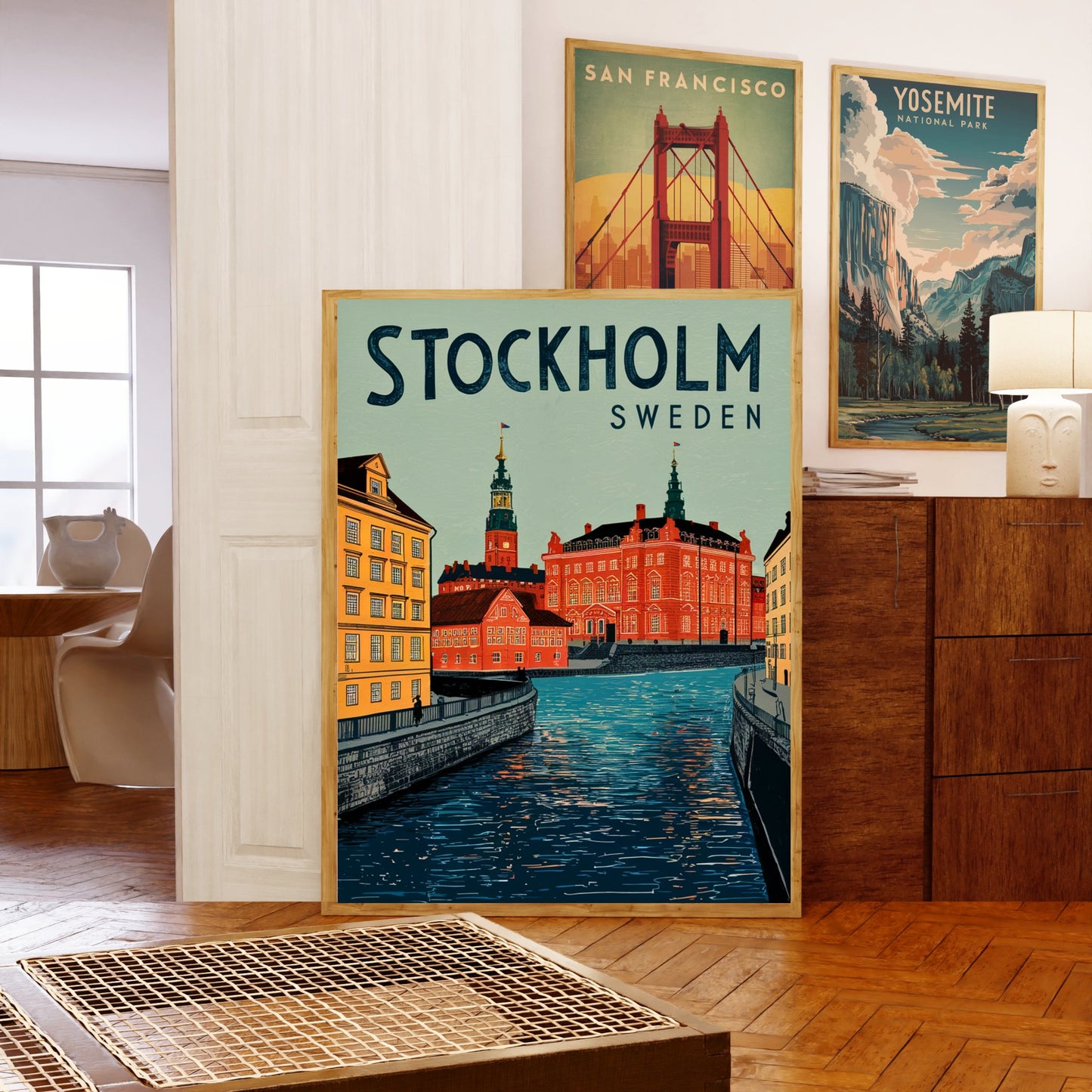 Stockholm Vintage Travel Poster  - Nordic Capital Charm