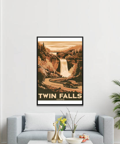 Twin Falls Vintage Travel Poster