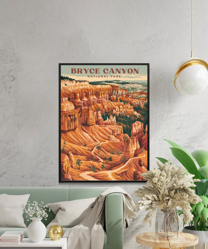 Bryce Canyon Vintage Travel Poster - Nature's Rock Formations