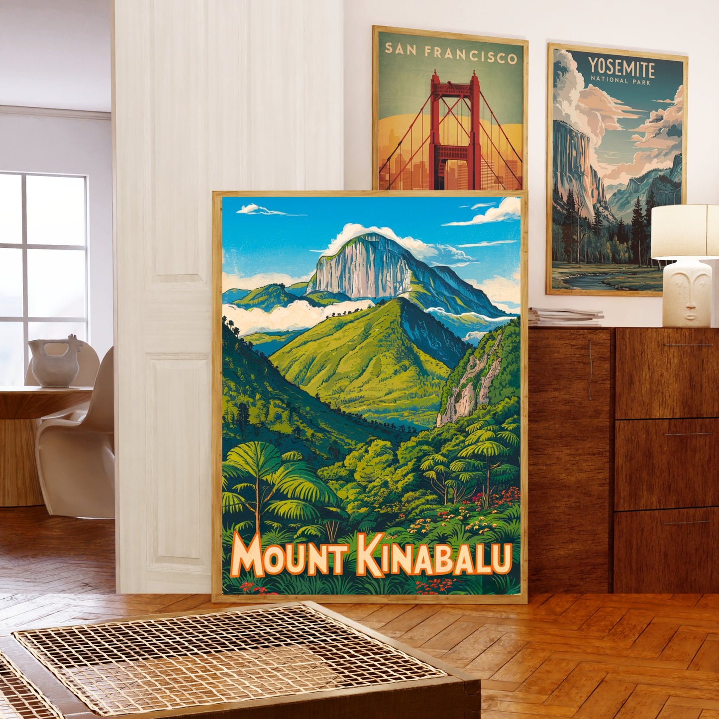 Mount Kinabalu Vintage Travel Poster