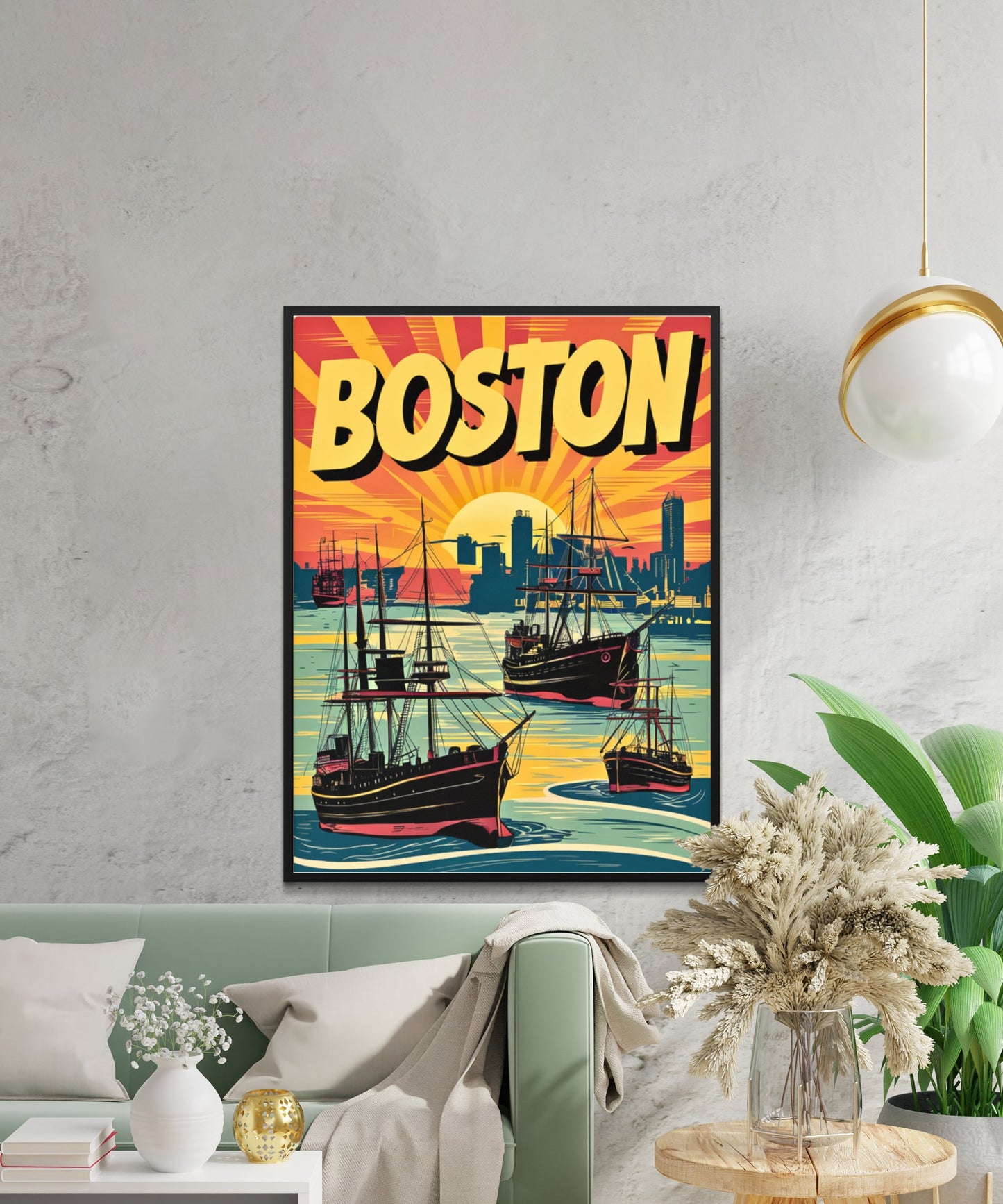 Boston Vintage Travel Poster - Retro Boston Set Sail Print