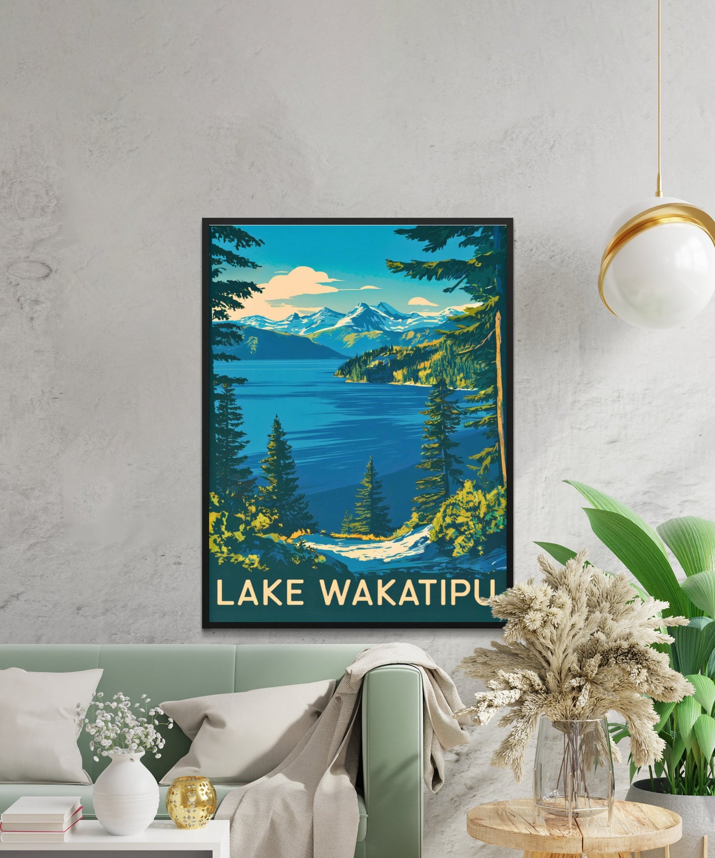 Lake Wakatipu Vintage Travel Poster