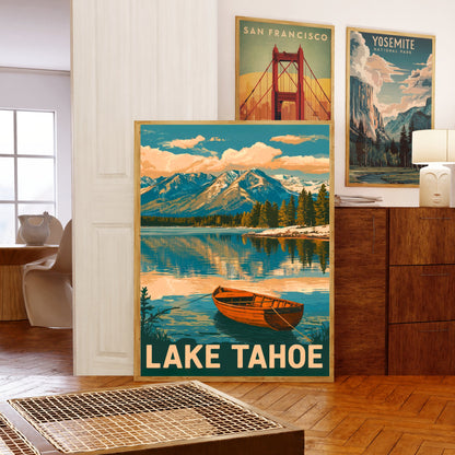 Lake Tahoe Vintage Travel Poster