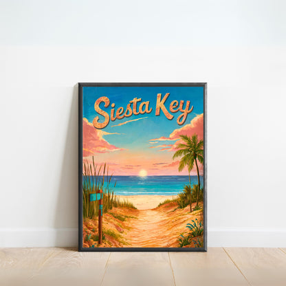 Siesta Key Vintage Travel Poster