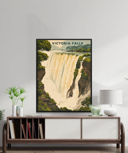 Victoria Falls Vintage Travel Poster - Majestic African Cascade