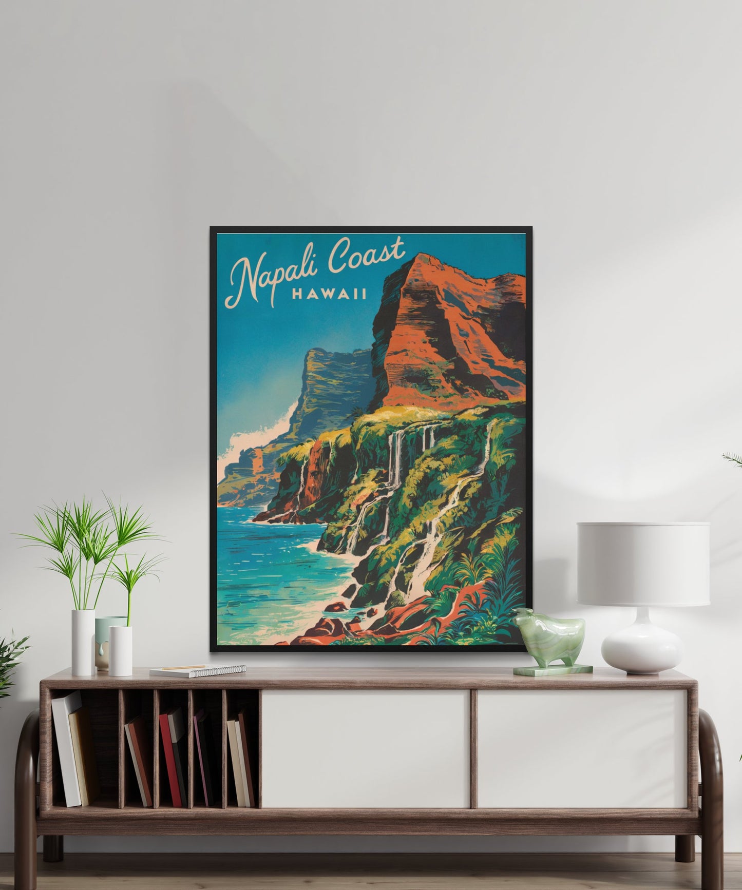 Nā Pali Coast Vintage Travel Poster - Rugged Cliffs and Lush Valleys