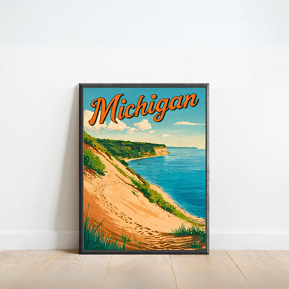 Michigan Vintage Travel Poster - Sand Dunes