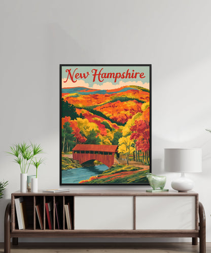 New Hampshire Vintage Travel Poster - Heart of the Granite State