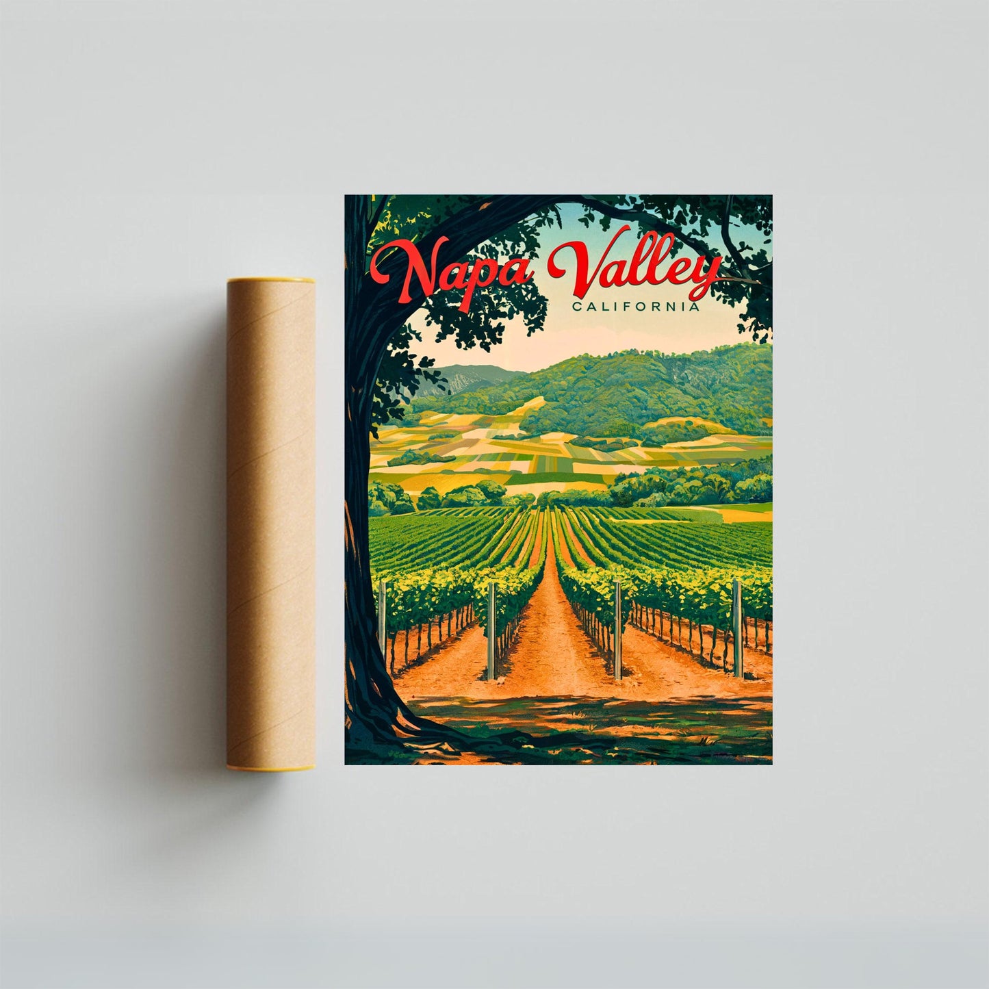 Napa Valley Vintage Travel Poster - Timeless Wine Country Elegance