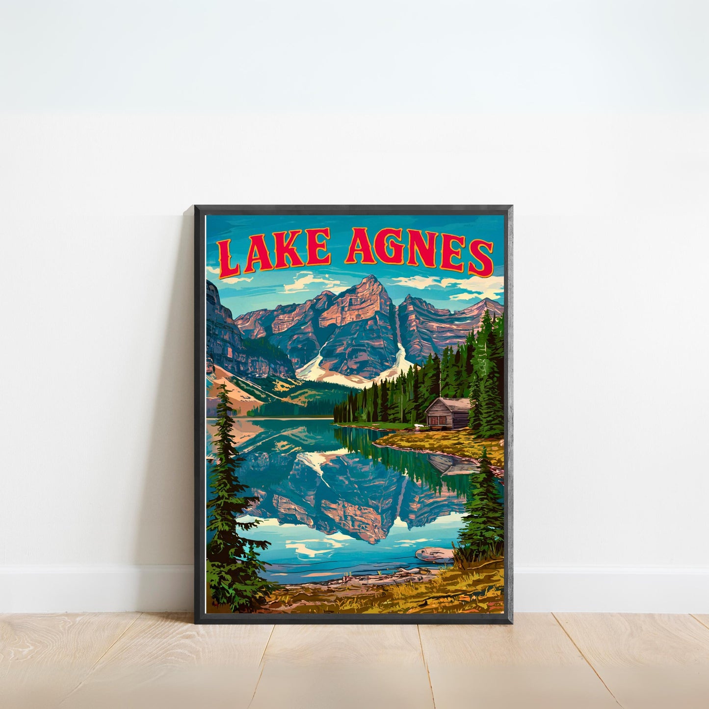 Lake Agnes Vintage Travel Poster - Serene Lake