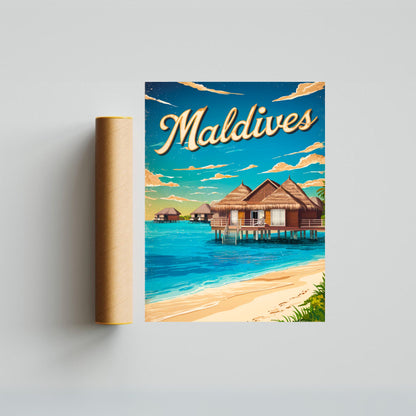 Maldives Vintage Travel Poster - Peaceful Landscape