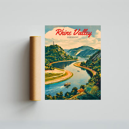 Rhine Valley  Vintage Travel Poster