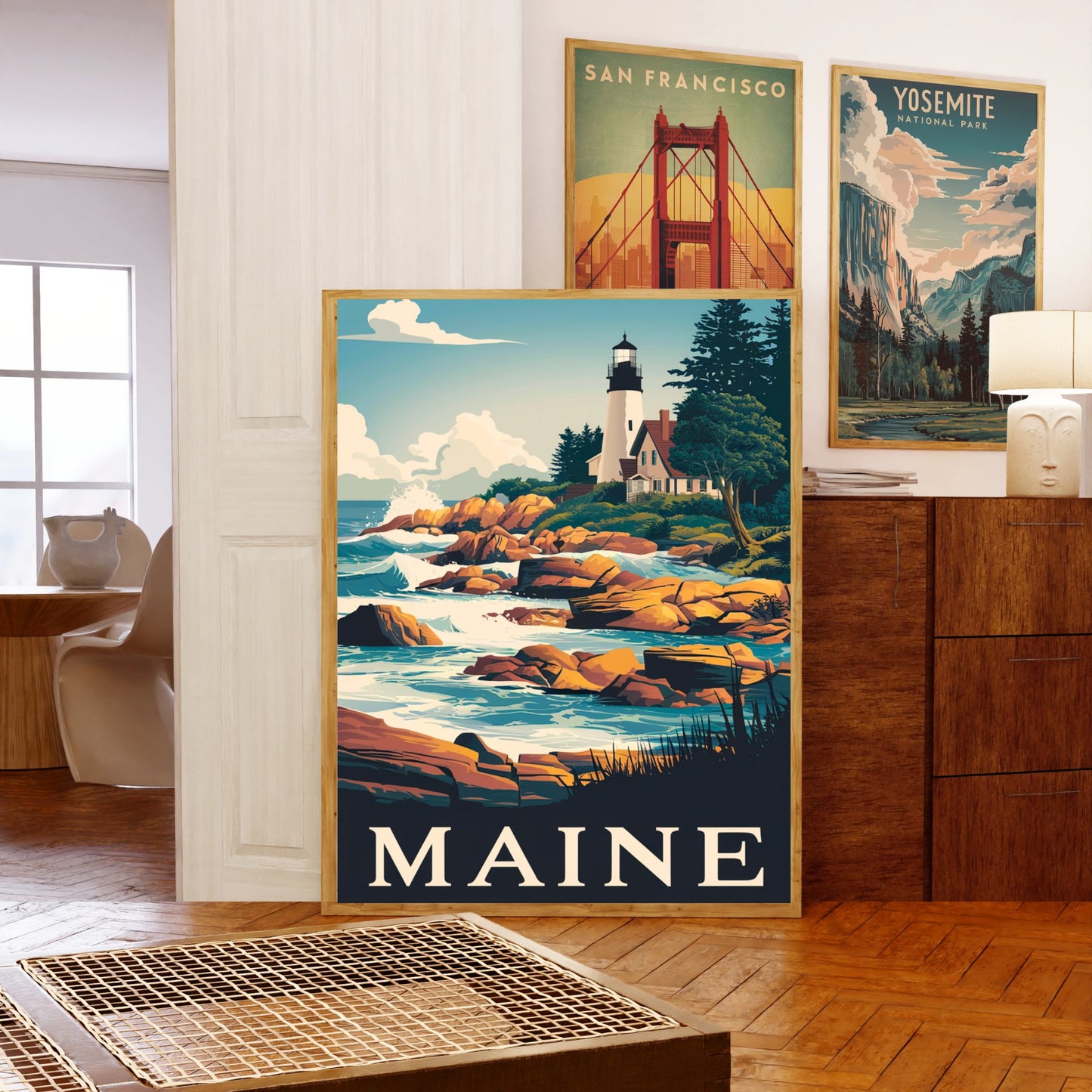 Maine Vintage Travel Poster - Coastal Beauty