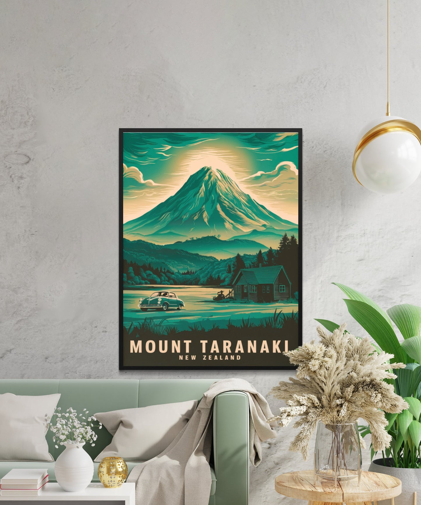 Mount Taranaki Vintage Travel Poster - Mountainous Landscape