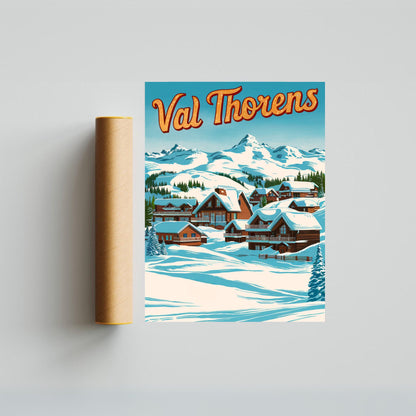 Val Thorens Vintage Travel Poster - Majestic Peaks