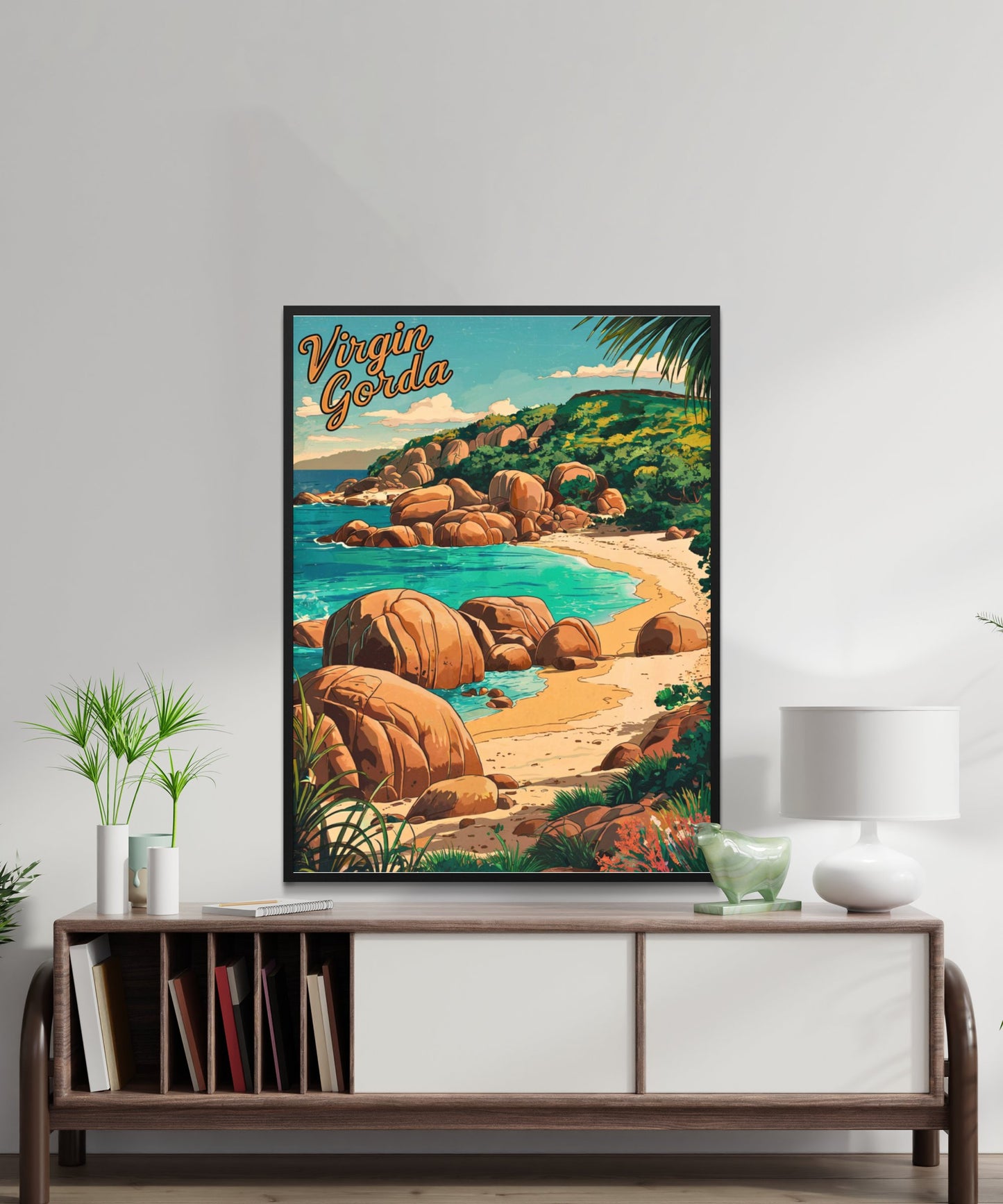 Virgin Gorda Vintage Travel Poster - Crystal Waters and Hidden Coves