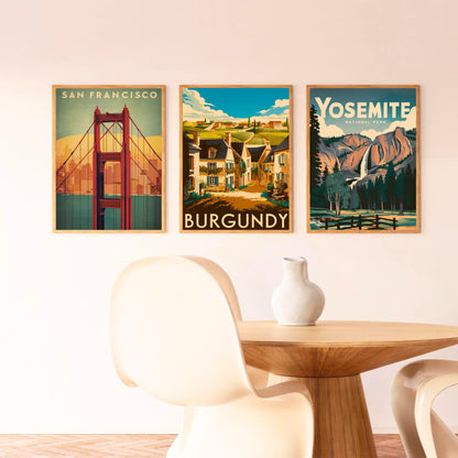 Burgundy Vintage Travel Poster