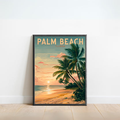 Palm Beach Vintage Travel Poster - Tropical Glamour